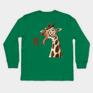 giraffe tongue hand drawn Kids Long Sleeve T-Shirt